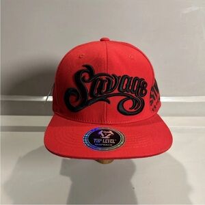 NWT Savage Top Level Red Hat Embroidered SnapBack Adjustable OSFM Street wear
